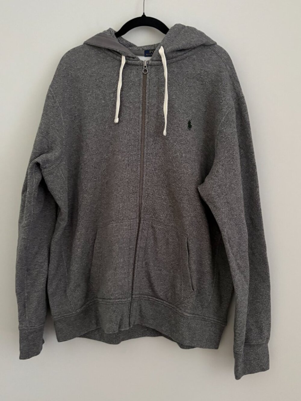 Polo Ralph Lauren Grey Fleece Full Zip Hoodie Preppy Athleisure Gorpcore XXL